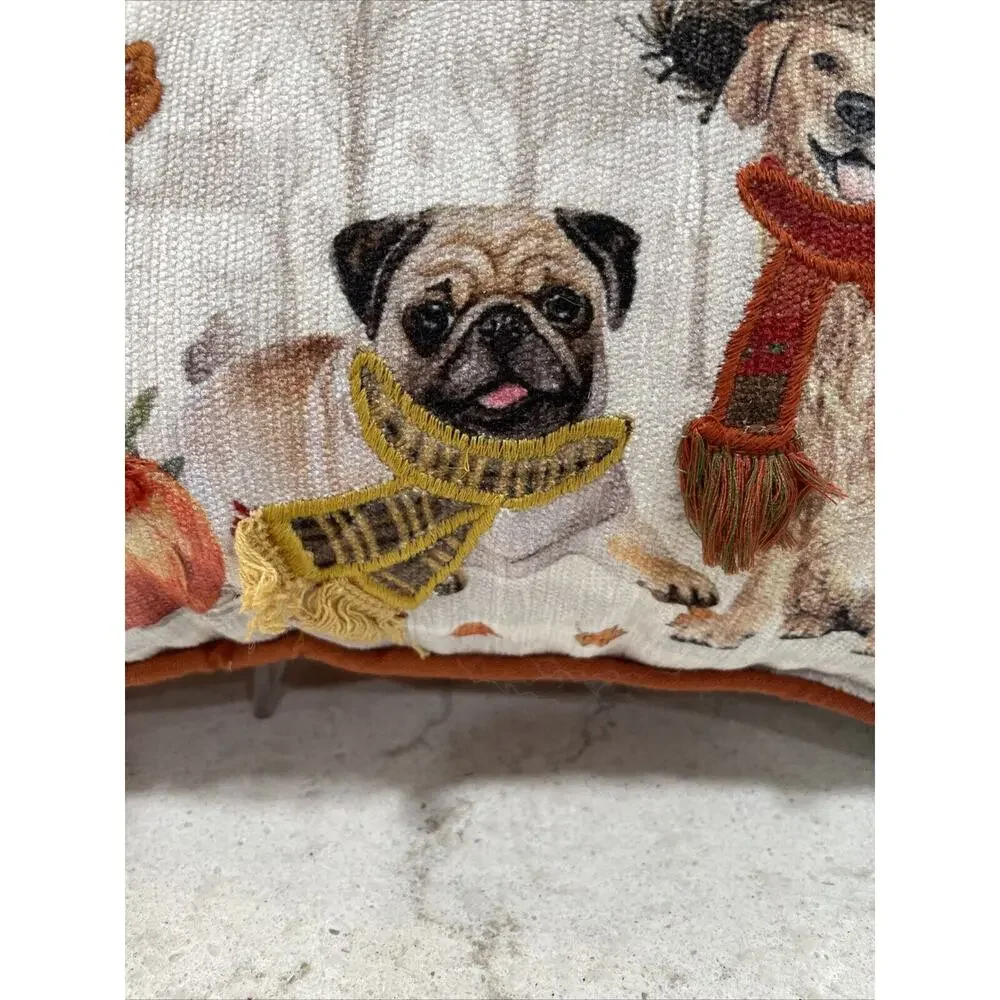 GOLDEN RETRIEVER & PUG DOGS in Cowboy Hats Scarves w/ Boots & Fall Dog Pillow